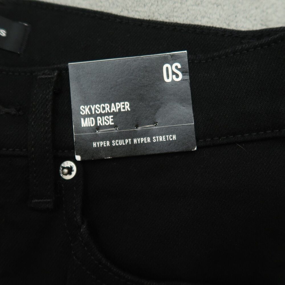 Express Jeans Womens Size 0 Black Skyscraper Mid-Rise Kick Split Hem 31" Inseam - Picture 12 of 16
